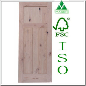 Porte en bois de Shaker d&#39;aulne de 3 panneaux Knotty